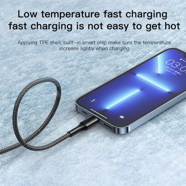 YESIDO CA99 20W USB-C / Type-C to 8 Pin Braided Charging Data Cable with Indicator Light, Length:1.2m(Black)