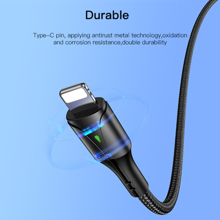 YESIDO CA99 20W USB-C / Type-C to 8 Pin Braided Charging Data Cable with Indicator Light, Length:1.2m(Black)