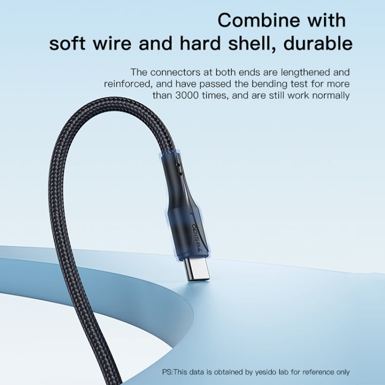YESIDO CA99 20W USB-C / Type-C to 8 Pin Braided Charging Data Cable with Indicator Light, Length:1.2m(Black)