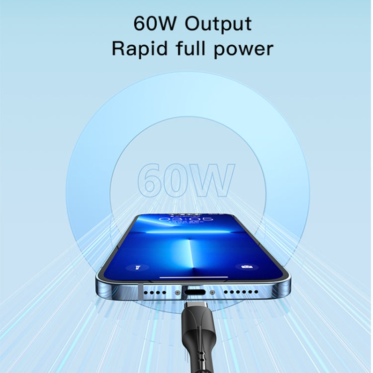 YESIDO CA100 PD 60W USB-C / Type-C to Type-C Fast Charging Data Cable, Length:1.2m(Black)