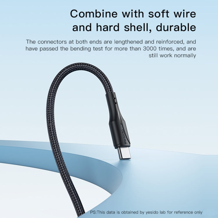 YESIDO CA100 PD 60W USB-C / Type-C to Type-C Fast Charging Data Cable, Length:1.2m(Black)