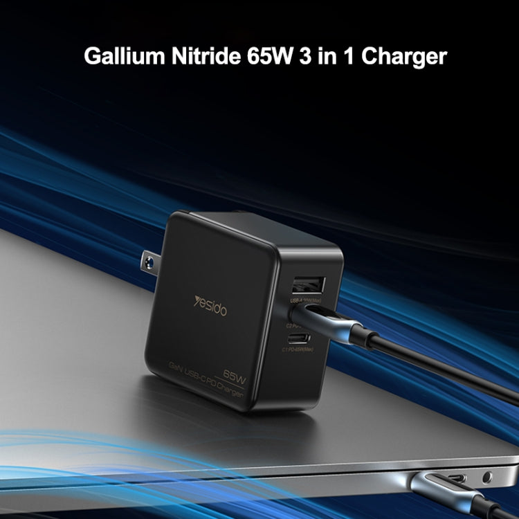 Yesido YC-42 65W 2 Type-C + USB-A GaN Fast Charger(EU Plug)