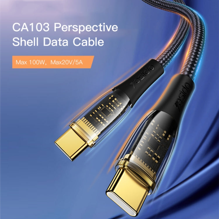 YESIDO CA103 PD 100W USB-C / Type-C to Type-C Fast Charging Data Cable, Length:1.2m(Black)