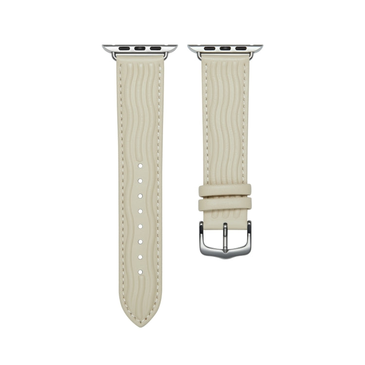 Embossed Line Genuine Leather Watch Band For Apple Watch Series 10 42mm