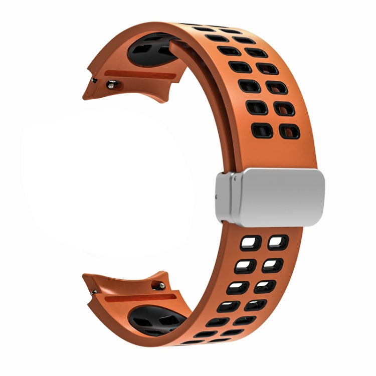 For Samsung Galaxy Watch5 Double-row Hole Folding Buckle Silicone Watch Band
