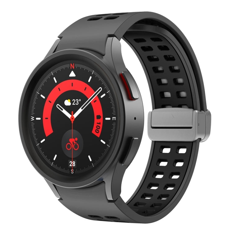 For Samsung Galaxy Watch5 Double-row Hole Folding Buckle Silicone Watch Band