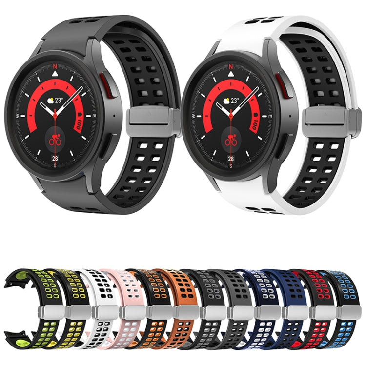 For Samsung Galaxy Watch5 Double-row Hole Folding Buckle Silicone Watch Band