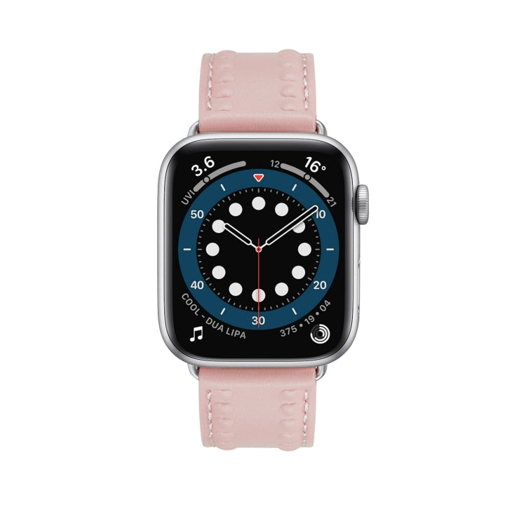 Embossed Love Genuine Leather Watch Band For Apple Watch Series 10 42mm