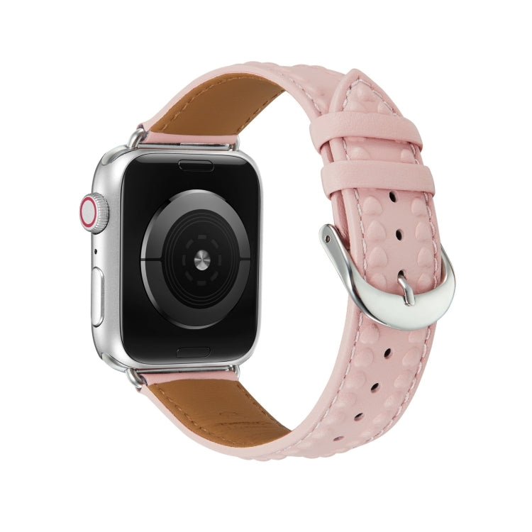 Embossed Love Genuine Leather Watch Band For Apple Watch Series 10 42mm