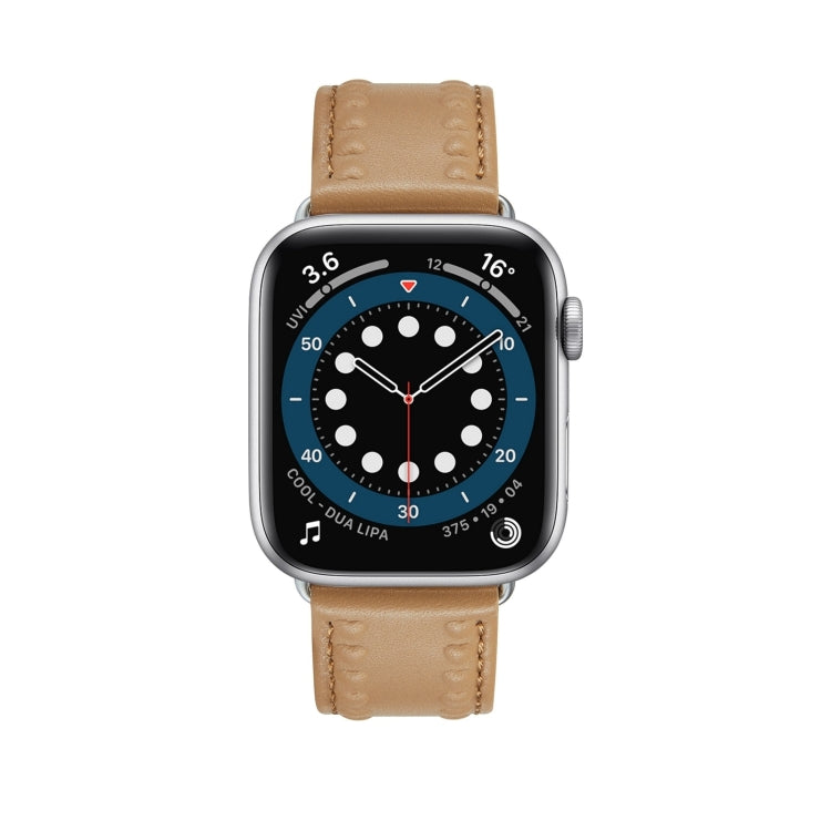 Embossed Love Genuine Leather Watch Band For Apple Watch Series 10 42mm