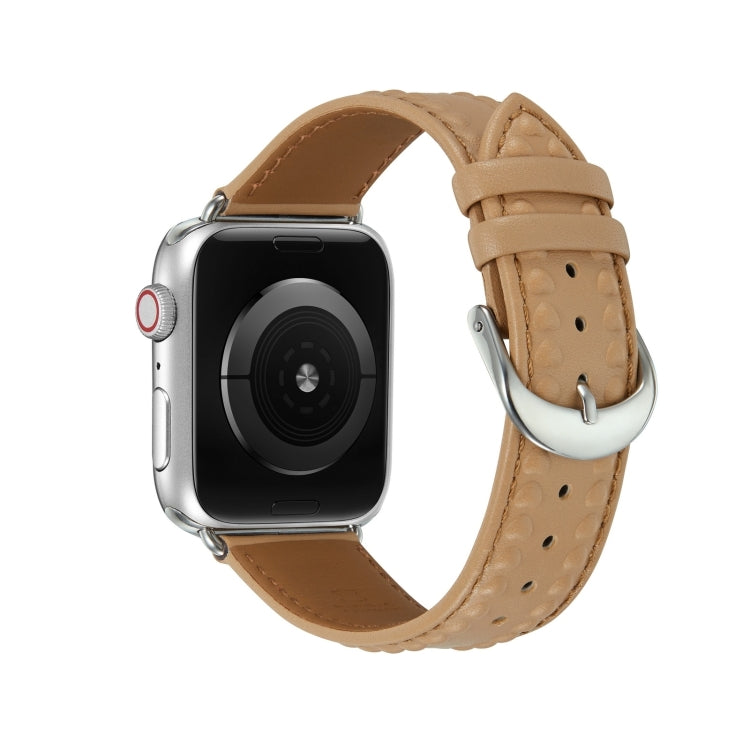 Embossed Love Genuine Leather Watch Band For Apple Watch Series 10 42mm