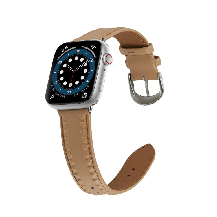 Embossed Love Genuine Leather Watch Band For Apple Watch Series 10 42mm