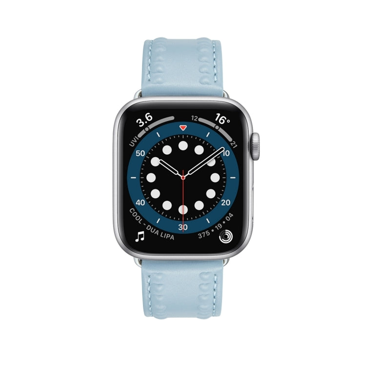 Embossed Love Genuine Leather Watch Band For Apple Watch Series 10 42mm