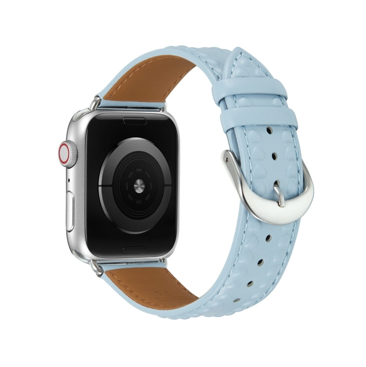 Embossed Love Genuine Leather Watch Band For Apple Watch Series 10 42mm