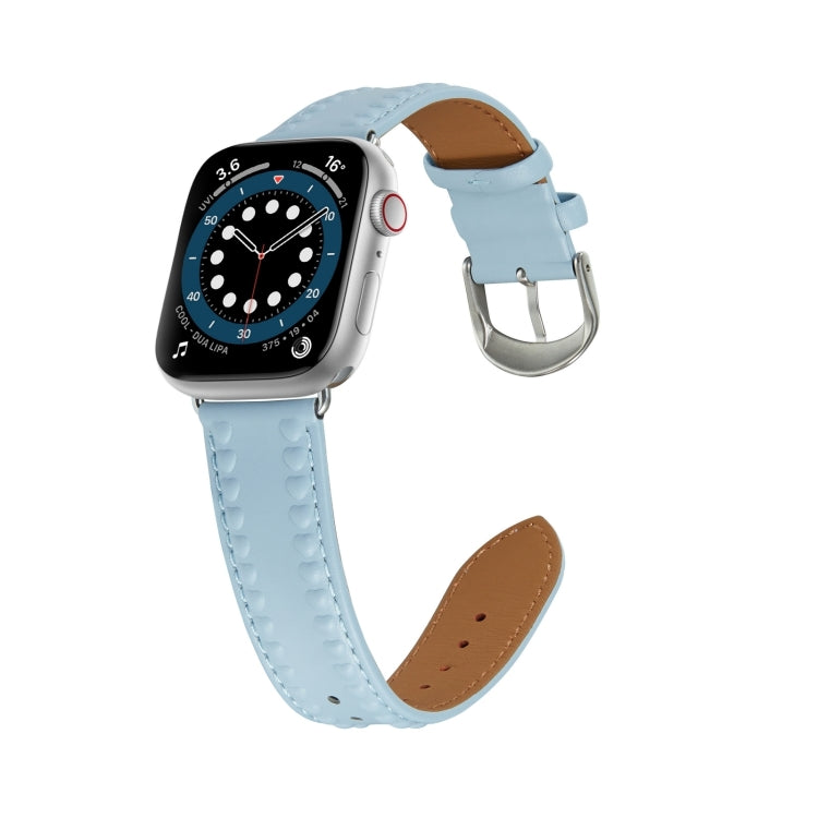 Embossed Love Genuine Leather Watch Band For Apple Watch Series 10 42mm