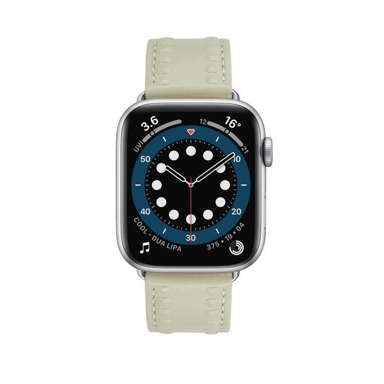 Embossed Love Genuine Leather Watch Band For Apple Watch Series 10 42mm