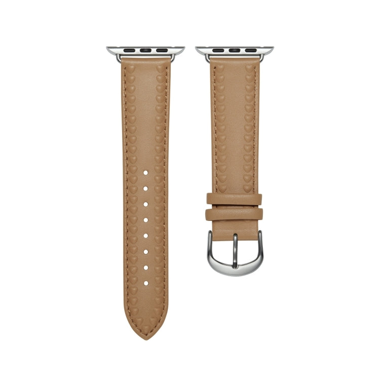 Embossed Love Genuine Leather Watch Band For Apple Watch Series 10 46mm