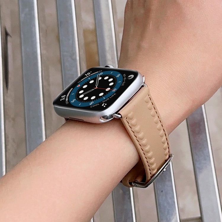 Embossed Love Genuine Leather Watch Band For Apple Watch Series 10 46mm