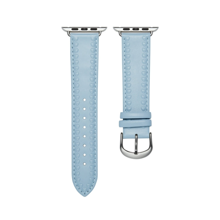 Embossed Love Genuine Leather Watch Band For Apple Watch Series 10 46mm