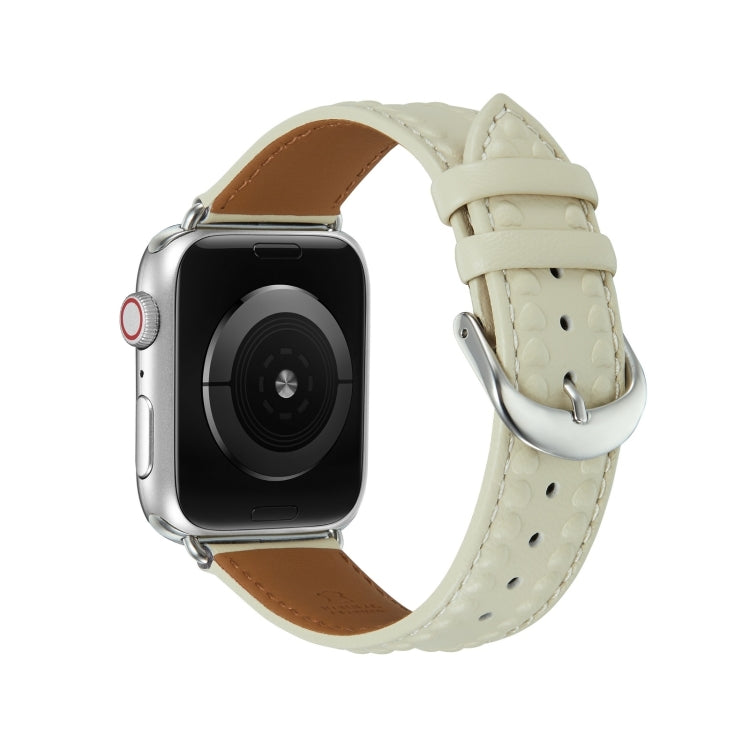 Embossed Love Genuine Leather Watch Band For Apple Watch Series 10 46mm