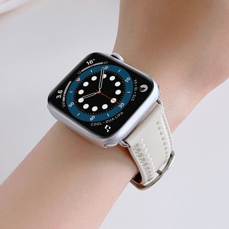 Embossed Love Genuine Leather Watch Band For Apple Watch Series 10 46mm