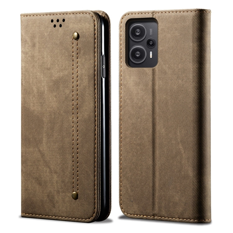 For Xiaomi Redmi Note 12 Turbo / Poco F5 Denim Texture Casual Style Flip Leather Phone Case