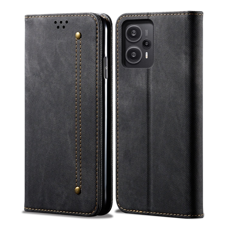 For Xiaomi Redmi Note 12 Turbo / Poco F5 Denim Texture Casual Style Flip Leather Phone Case