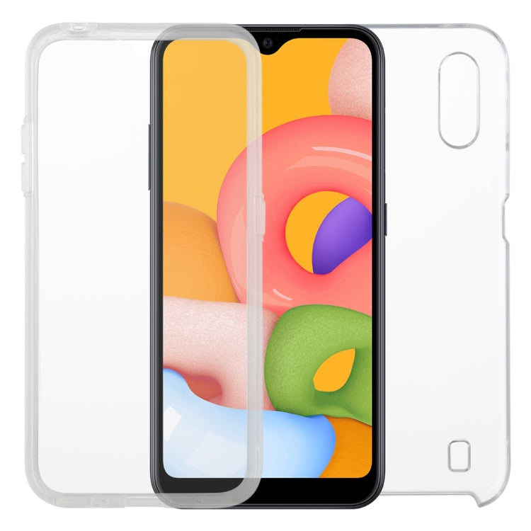 For Samsung Galaxy A01 PC+TPU Ultra-Thin Double-Sided All-Inclusive Transparent Mobile Phone Case