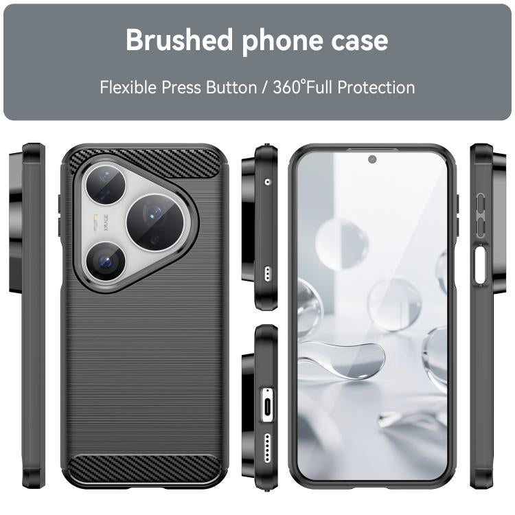 For Huawei Pura 80 Ultra 5G Brushed Texture Carbon Fiber TPU Phone Case