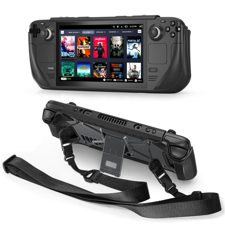 For Steam Deck Shockproof Game Console Case with Holder & Shoulder Strap