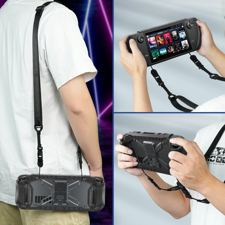 For Steam Deck Shockproof Game Console Case with Holder & Shoulder Strap