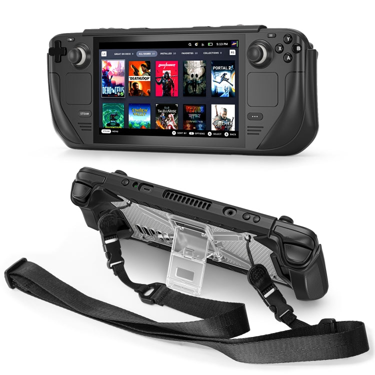 For Steam Deck Shockproof Game Console Case with Holder & Shoulder Strap