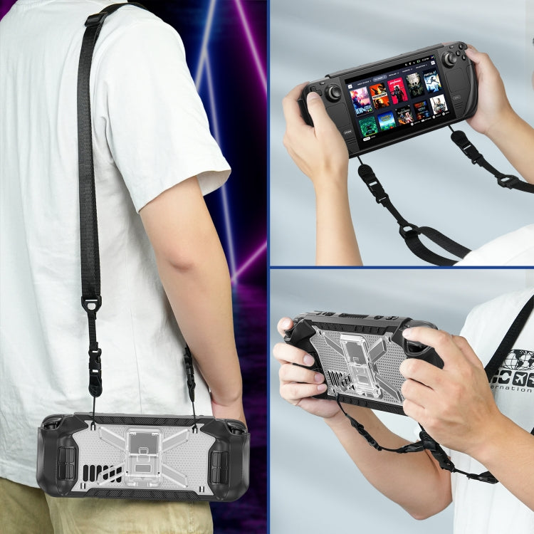 For Steam Deck Shockproof Game Console Case with Holder & Shoulder Strap
