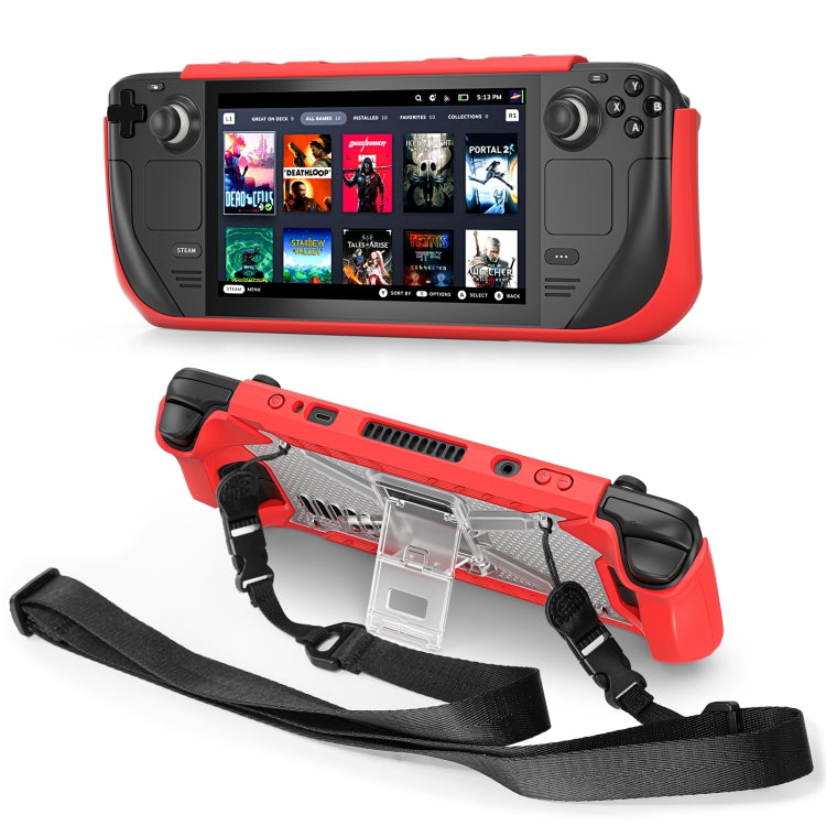 For Steam Deck Shockproof Game Console Case with Holder & Shoulder Strap