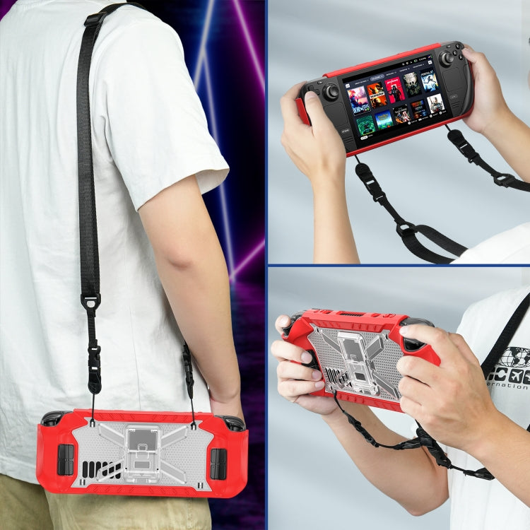 For Steam Deck Shockproof Game Console Case with Holder & Shoulder Strap