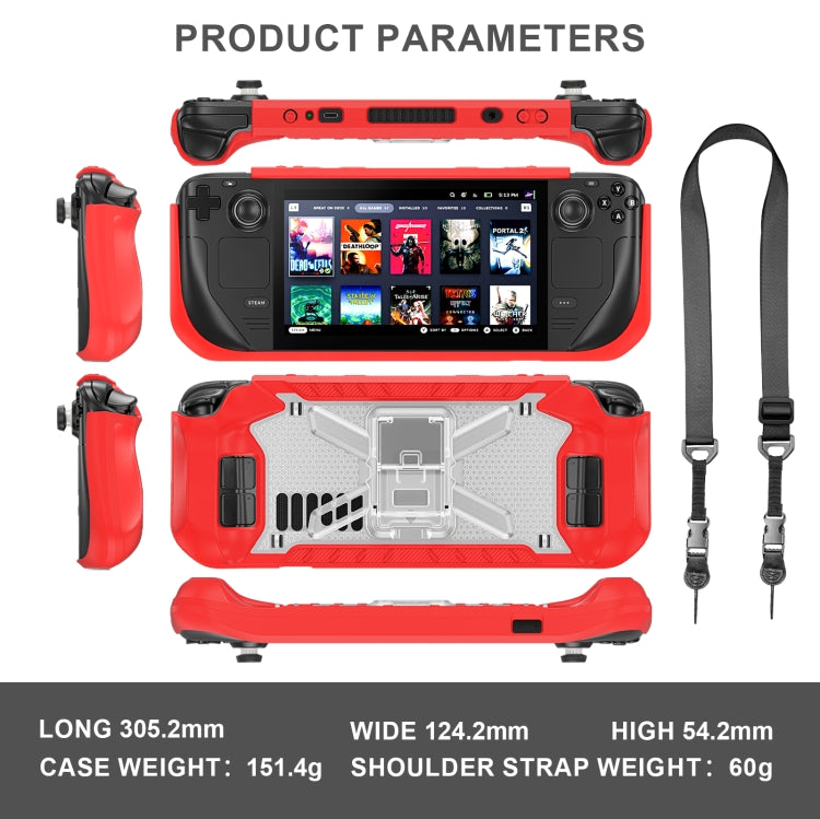 For Steam Deck Shockproof Game Console Case with Holder & Shoulder Strap