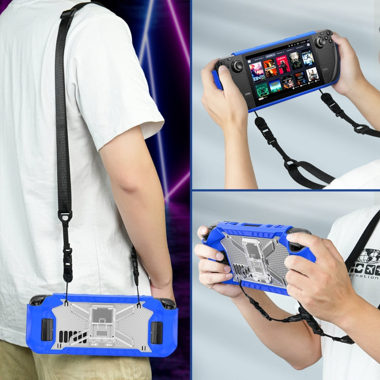 For Steam Deck Shockproof Game Console Case with Holder & Shoulder Strap
