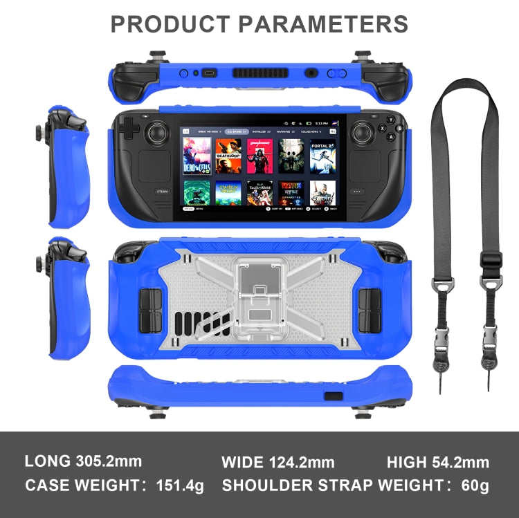 For Steam Deck Shockproof Game Console Case with Holder & Shoulder Strap