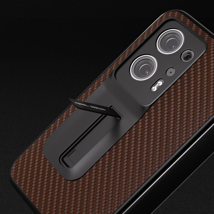 For OPPO Find N2 Carbon Fiber Texture Integrated Protective Phone Case with Holder