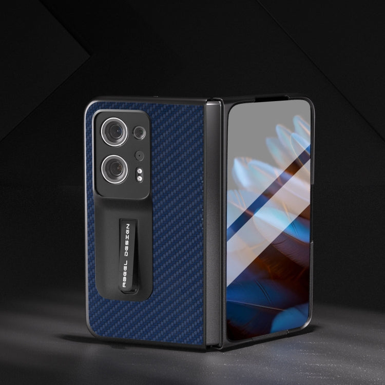 For OPPO Find N2 Carbon Fiber Texture Integrated Protective Phone Case with Holder