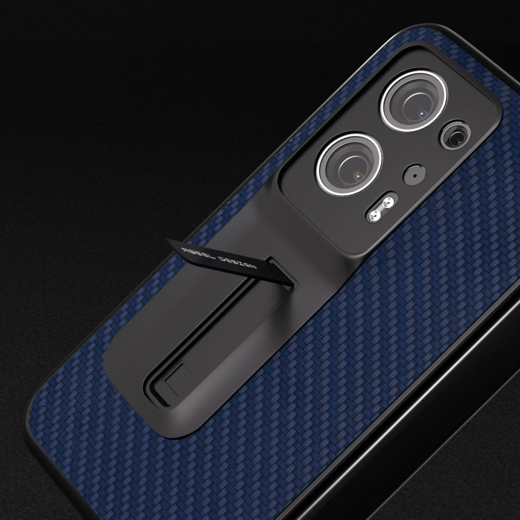 For OPPO Find N2 Carbon Fiber Texture Integrated Protective Phone Case with Holder