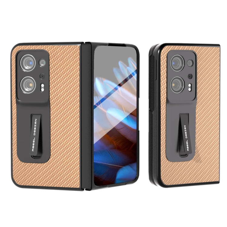 For OPPO Find N2 Carbon Fiber Texture Integrated Protective Phone Case with Holder