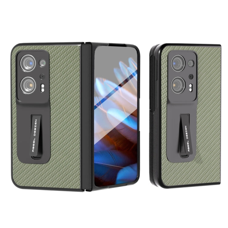 For OPPO Find N2 Carbon Fiber Texture Integrated Protective Phone Case with Holder