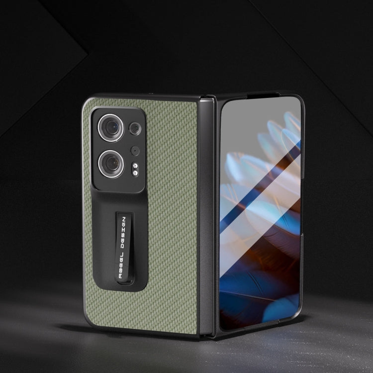 For OPPO Find N2 Carbon Fiber Texture Integrated Protective Phone Case with Holder