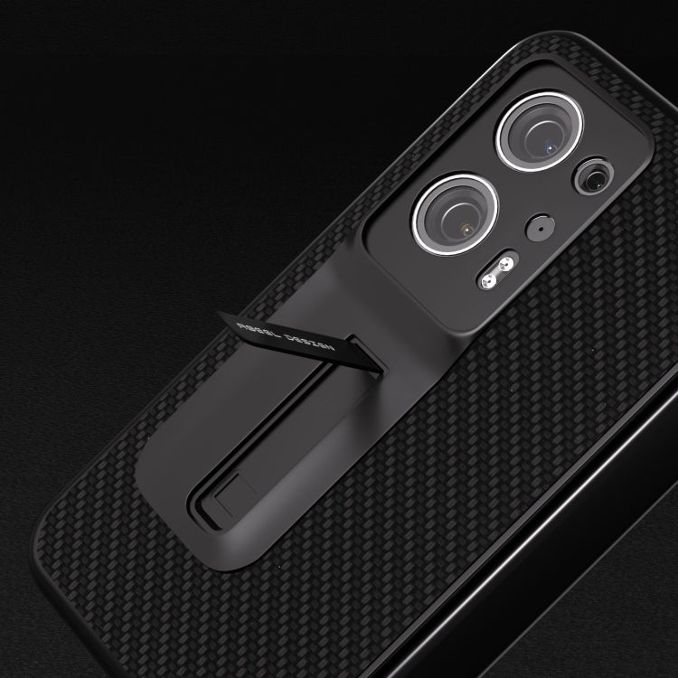 For OPPO Find N2 Carbon Fiber Texture Integrated Protective Phone Case with Holder