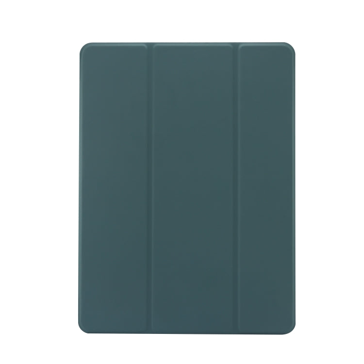 For iPad 10.2 2021 / 2020 / 2019 3-folding Electric Pressed Skin Texture Horizontal Flip Shockproof Transparent TPU + PU Leather Case with Holder & Pen Slot & Sleep / Wake-up Function