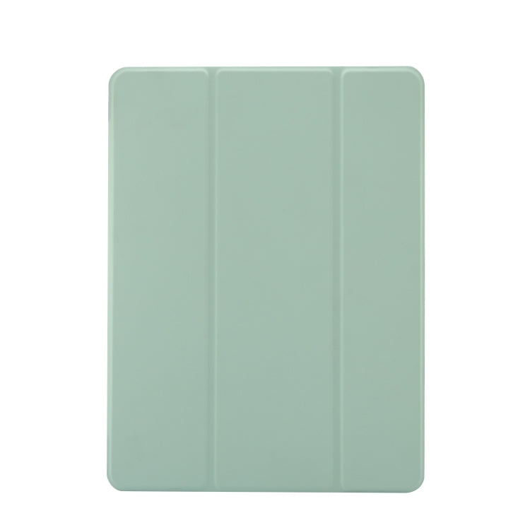 For iPad 10.2 2021 / 2020 / 2019 3-folding Electric Pressed Skin Texture Horizontal Flip Shockproof Transparent TPU + PU Leather Case with Holder & Pen Slot & Sleep / Wake-up Function