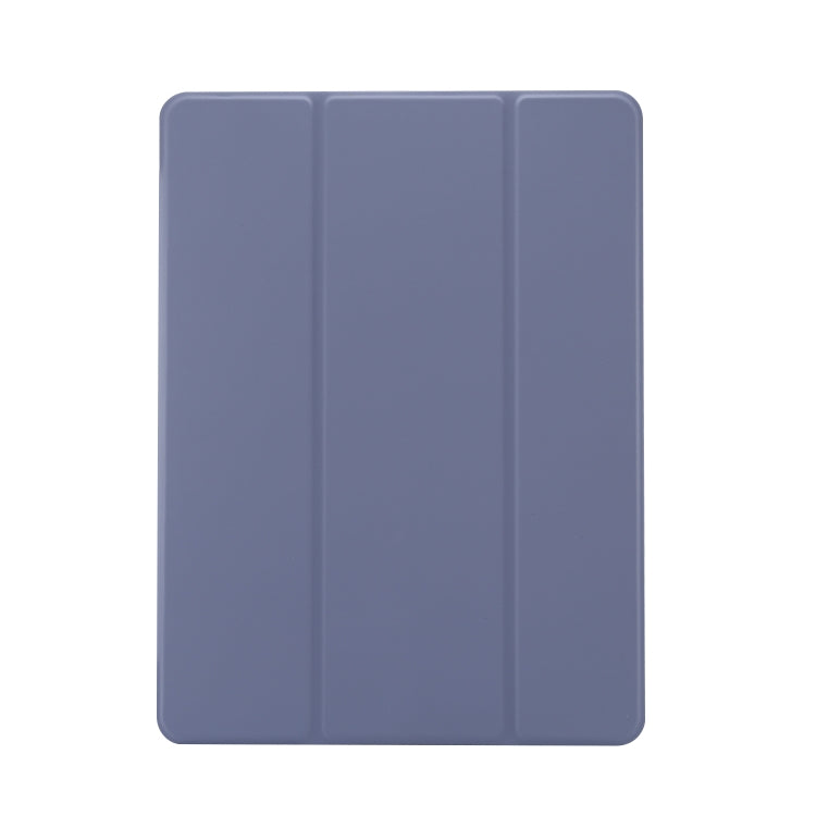 For iPad 10.2 2021 / 2020 / 2019 3-folding Electric Pressed Skin Texture Horizontal Flip Shockproof Transparent TPU + PU Leather Case with Holder & Pen Slot & Sleep / Wake-up Function