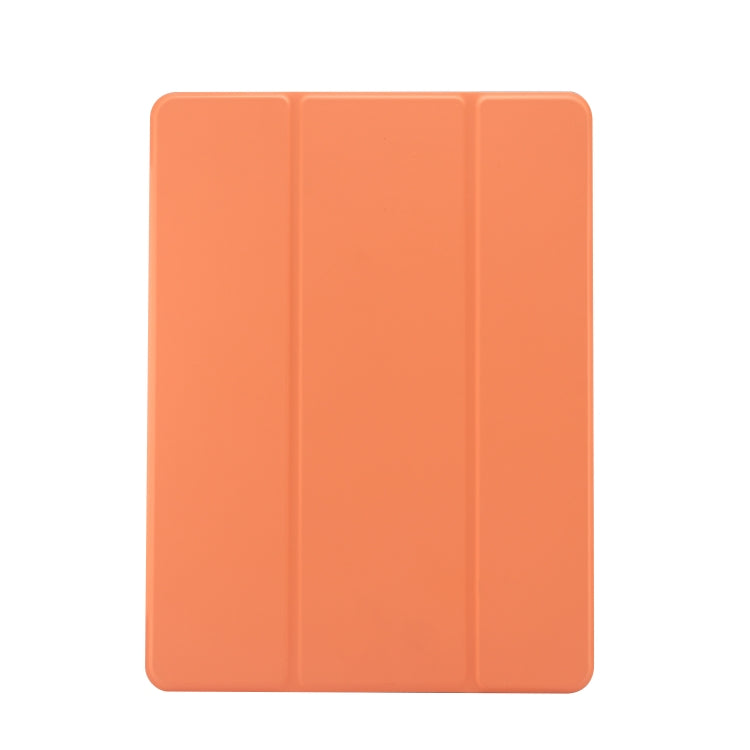 For iPad 10.2 2021 / 2020 / 2019 3-folding Electric Pressed Skin Texture Horizontal Flip Shockproof Transparent TPU + PU Leather Case with Holder & Pen Slot & Sleep / Wake-up Function