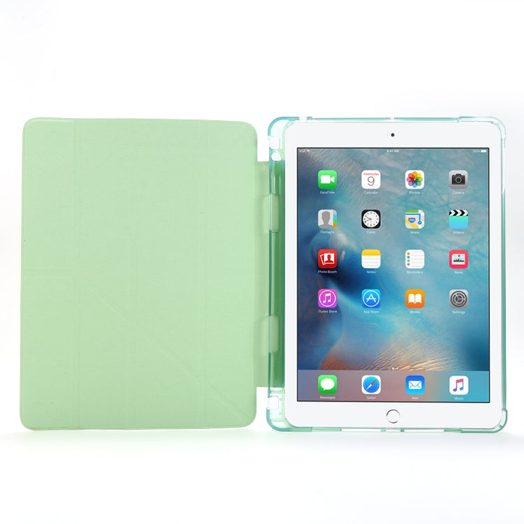 For iPad 9.7 (2018) & (2017) Airbag Deformation Horizontal Flip Leather Case with Holder & Pen Holder